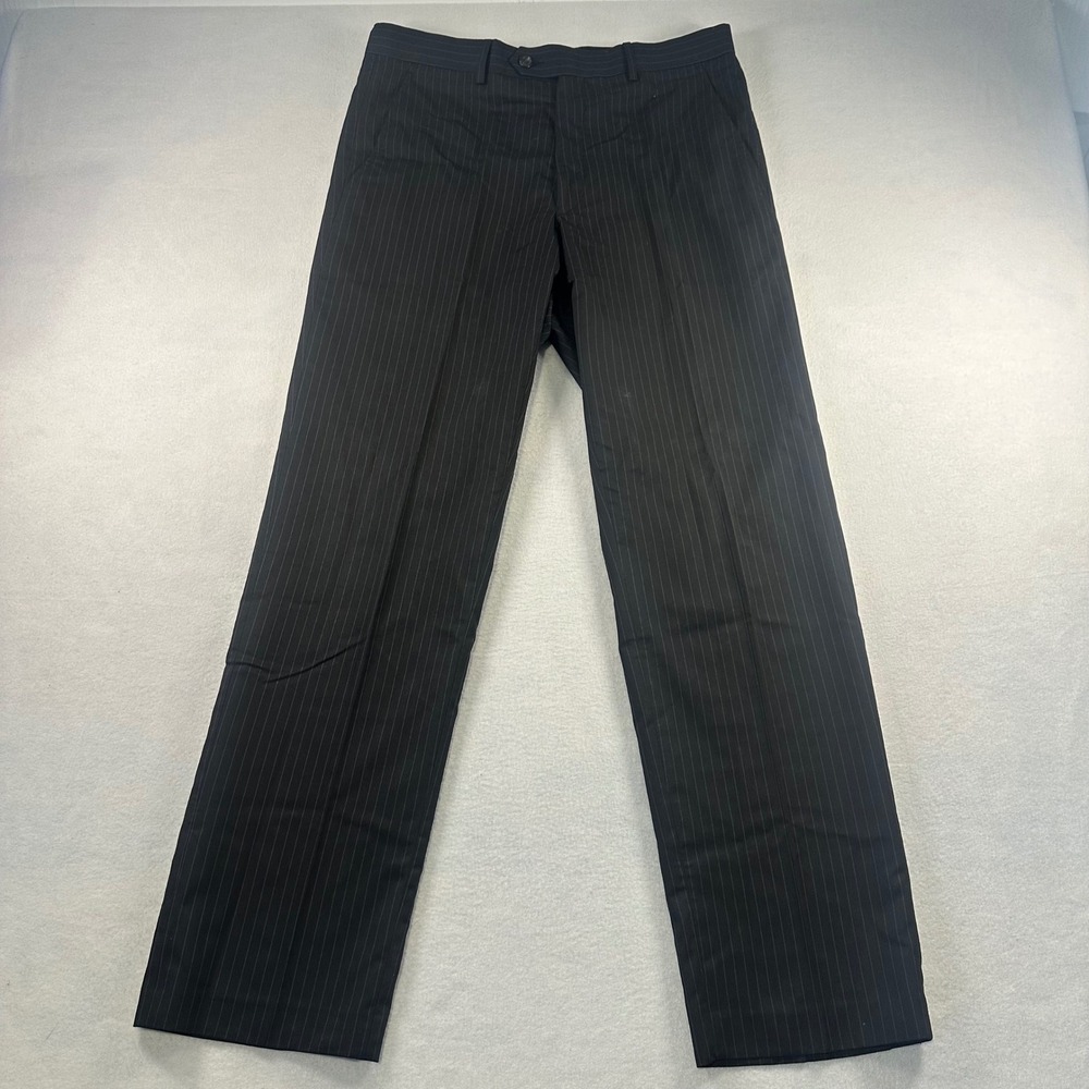 Chaps Mens Slim Fit Pinstripe Dress Pants Black White 32x31 Trousers AIX0001